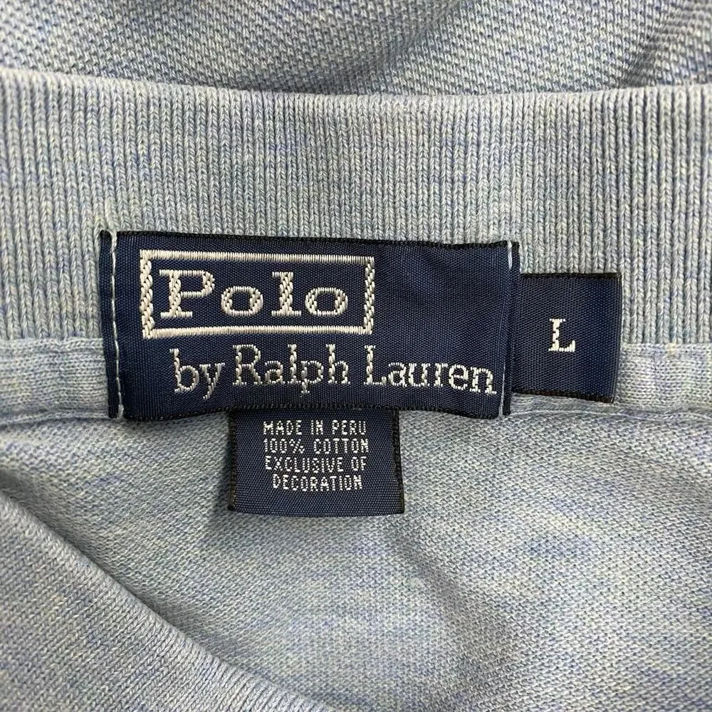 Polo Ralph Lauren Classic Fit Polo Shirt Mens Large Blue Heather Red Pony Preppy